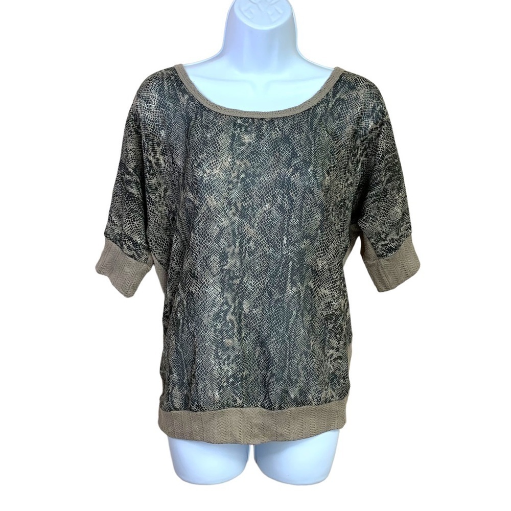 Small Vanity Snakeskin Print Short Sleeve Blouse Knit 4 6 Animal Print